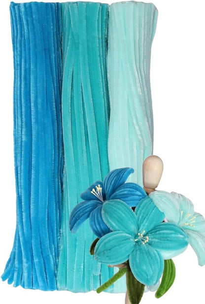 Lagoon Blue Pipe Cleaners Set, 300 Thick Chenille Stems for Crafts – Perfect for Animals, Flowers & Festive Decorations, 12" x 0.24"