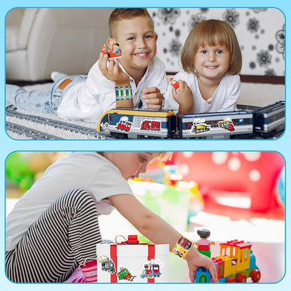 74 PCS Train Party Favors, 24 PCS Train Slap Bracelets 50 PCS Train Stickers Train Birthday Party Decorations Supplies Gifts for Kids Classroom Rewards