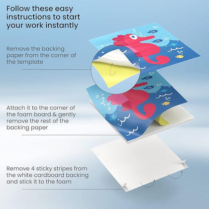 Arteza Kids String Art Kit, Set of 5 Sea Animal Designs, Plastic Pushpins, Art Supplies for Kids Craft Projects and Free Time Activities