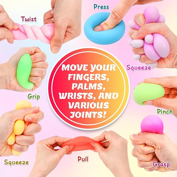 VISCOO 120 Pack Stress Balls, Slow Rising Stress Balls for Kids Adults, Stretchy Fidget Ball for Stress Relief, Hand Therapy Sensory Squishy Ball, Classroom Prize Box Party Favors