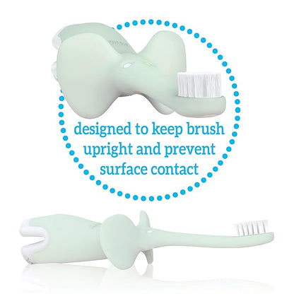 Dr. Brown's Infant-to-Toddler Toothbrush, Soft and Safe Baby Training Brush, Elephant, Mint, 0-3 years (Styles May Vary)