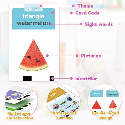 Toddlers Talking Flash Cards with American Accent & 288 Sight Words, Speech Therapy Toys for 3 4 5 6 Years Old Boys and Girls, Learning Montessori Sensory kit, Kids Birthday Gifts (Pink)