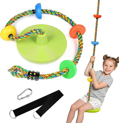 ZNCMRR Tree Swing Climbing Rope, Heavy Duty Swings Seat Replacement for Kids Disc Rope Climbing Swings Seat for Tree Indoor Outdoor Playground Swing Set Accessories(Leaf Green)