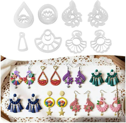 8 Pack Mother's Day Polymer Clay Cutters - Tassel Earrings/Retro Earrings/Phoenix Earrings/Flamingo Earrings, Ideal Polymer Clay Molds & Polymer Clays Earring Cutters for Jewelry Making