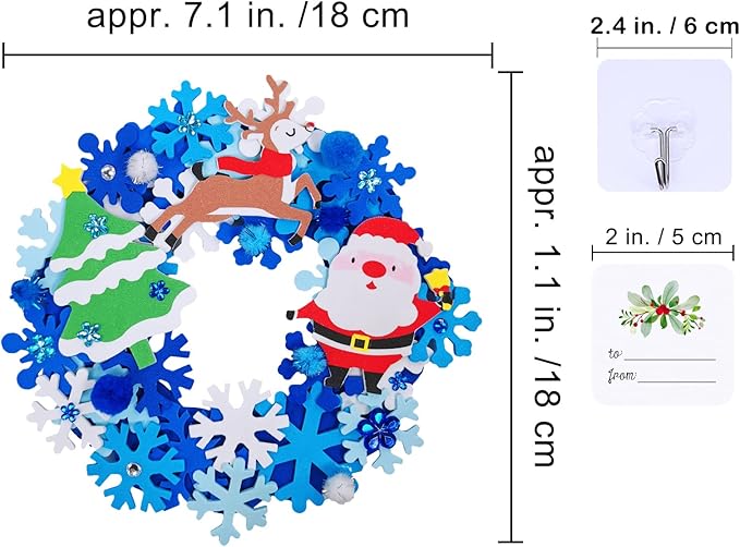 Winlyn 12 Sets Christmas Craft Kits Winter Crafts DIY Christmas Snowflake Wreath Ornaments Decorations Art Sets Snowman Santa Christmas Foam Stickers Arts and Crafts for Kids Classroom Art Activities