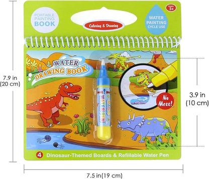 Jenilily Water Coloring Books with Pen Painting Board for Children Drawing Color Toys (Dinosaur & Cartoon Animal & Vehicle)