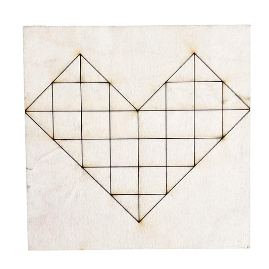 Unfinished Barn Quilt Square Wooden Sign, Country Decor Canvas Quilts Blocks (6 inches, Heart)