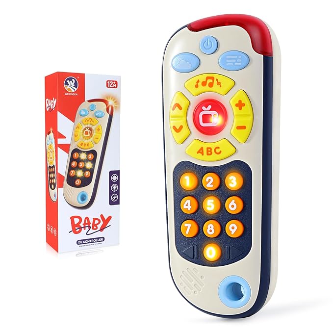 Orzbow Baby Remote Control Toy with Music, Realistic TV Remote Toy with Lights and Sounds, 3 Modes(Learning, Music, Game), Baby Sensory Toy for Toddler Infant Boy Girl Gift 1-3 Year Old, Black