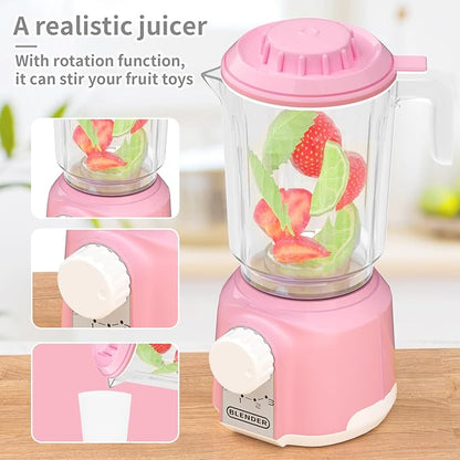 Kitchen Appliances with Food Toys, Toy Kitchen Set for Kids Play Kitchen Accessories Set, Blender,Mixer and Toaster. Girls Toys Ages 3-8