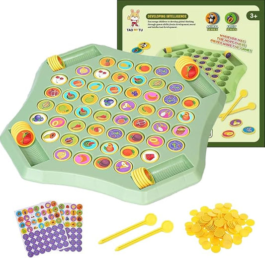 Flip Chess Memory Game, 54PCS Fruit Matching Puzzle Toy for Kids & Preschool, Educational Montessori Board Game for Memory & Logic, Family Fun, Birthday