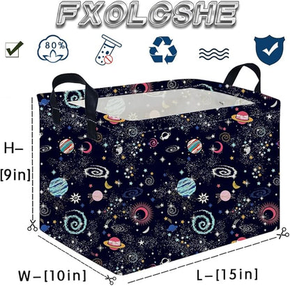 Rectangular Star baskets,Storage Basket,Waterproof foldable laundry basket for Kids,Cute Toys Storage Bin Organizer,Book bins,Starry Sky Galaxy Room Decor(Stars)