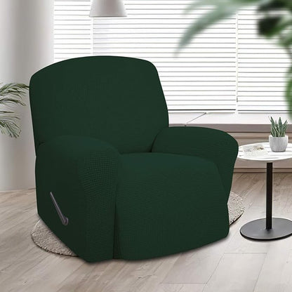 Easy-Going Oversized Recliner Stretch Sofa Slipcover Sofa Cover 1 Piece Furniture Protector Couch Soft with Elastic Bottom Kids,Polyester Spandex Jacquard Small Checks(Oversize Recliner,Dark Green)