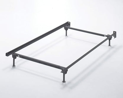 Signature Design by Ashley Adjustable Metal Bolt on Bed Base Frame with Protective Floor Glides, Twin/Full, Black