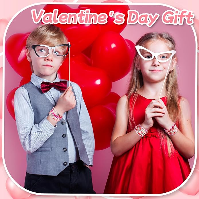 60 pcs Colorful Kids Friendship Bracelet Sets, Stackable Elastic Cute Beaded Bracelets Princess Pretend Play Bracelet Preppy Bracelets Bulk Set for Women Gift