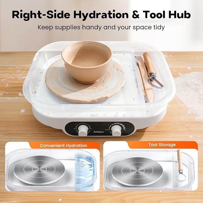Pottery Wheel for Kids, Teens & Adults - 7" Professional Ceramic Machine with Adjustable Speed & Removable Tray, DIY Complete Clay Art Kit with Tools, Toys for Beginners, Artists & Hobbyists