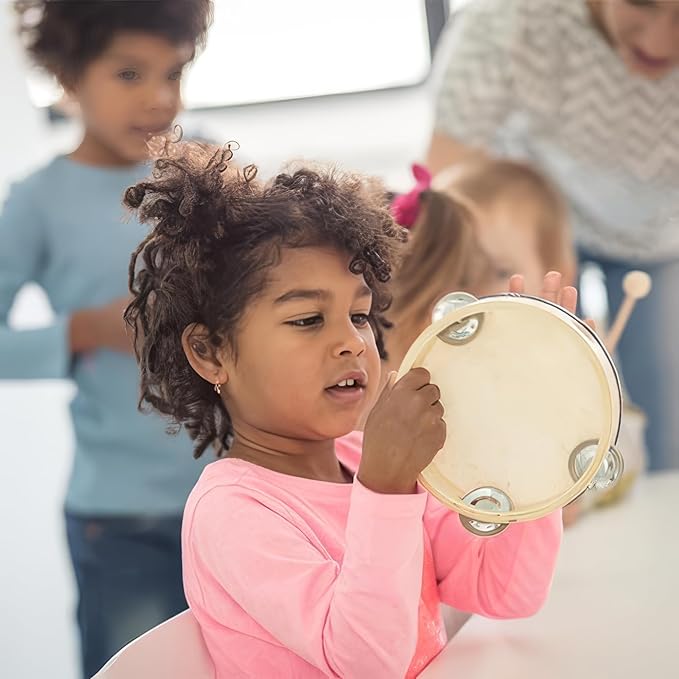 Stoie's Wooden Toddler Musical Instruments with Drum, Flute, Hand Bells, Cymbals, Castanets, Triangle, for Babies and Toddlers, Eco Friendly Montessori Educational Toy