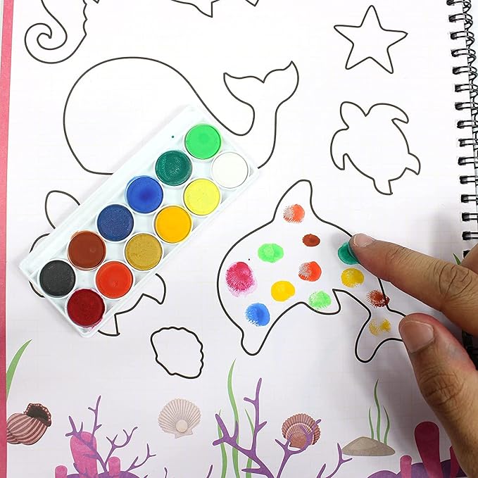 ButterflyEdufields 6in1 Stencils for Kids Drawing – 60pcs Art Supplies kit for Girls & Boys with 50+ Free Hand Drawing Challenges, Dinosaur Super Heroes Stencils, Finger Painting, Sponge Art