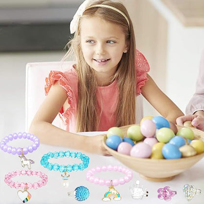 VLUSSO Party Favors in the Nature of Small Toys Easter Eggs Easter Basket Stuffers Fillers Filled 4 Pack Eggs with Colorful Bracelet Girls Inside Colorful Pre Plastic For Kids Gifts