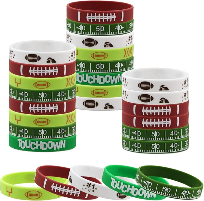 Fancy Land 35 Silicone Football Motivational Bracelets for Kids Football Gift Party Supply
