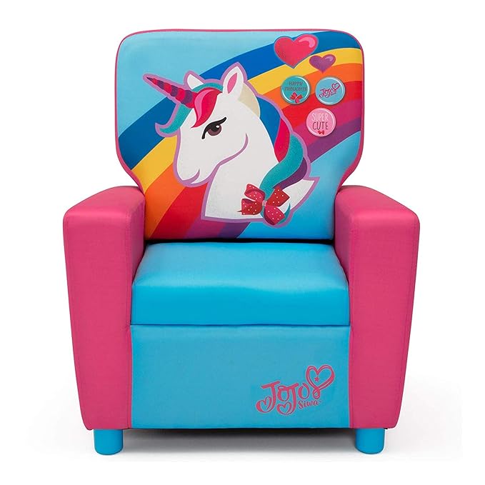 Delta Children High Back Upholstered Chair, pink and skyblue
