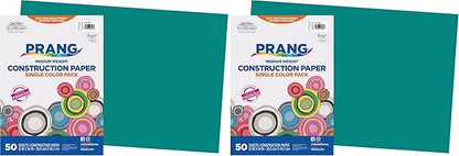 Prang (Formerly SunWorks) Construction Paper, Turquoise, 12" x 18", 50 Sheets (Pack of 2)