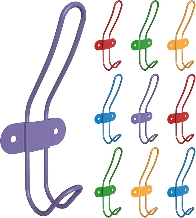Kids Wall Coat Hooks for Girls and Boys for Jackets Hats Backpacks Robes and Towels - Children Colorful Wall Mounted Hanger Hooks for Nursery Bedroom and Bathroom - Set of 10