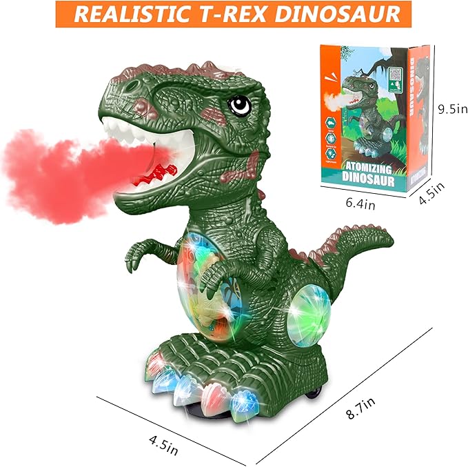 Dinosaur Toys for 3 Year Old Boy,Roar Music and Lights Toddler Toy for Boys Girls Age 3-4,Moving Dino Baby Toy with 1 Wheel,Electric Dinosaur Toy for Kids 3-5,Easter Christmas Birthday Gifts