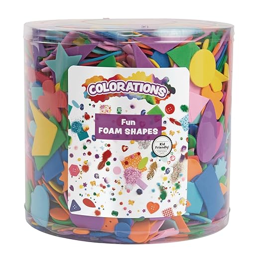 Colorations Bucket of Fun Foam Shapes Multicolor Arts and Crafts Material for Kids (1/2 lb.)