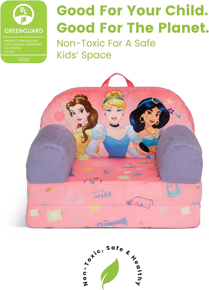 Delta Children - Disney Princess Cozee Buddy Flip-Out Kids Chair, Pink