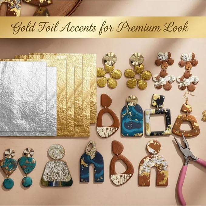 Imaginovelty Gold Polymer Clay Earring Making & Jewelry Kit | Oven Bake Polymer Clay Kit for Adults | DIY Oven Clay Sets for Special Day Gift