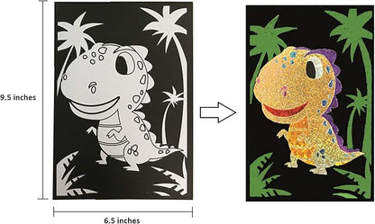 VHALE Foil Art Craft Kit 6 Pack Sticker Picture (9.5 x 6.5 inch), 48 Foil Sheets and 6 Skewers, Peel and Paste Sparkly Foil Art, Classroom Arts and Crafts, Great Travel Toys, Kids Party Favors