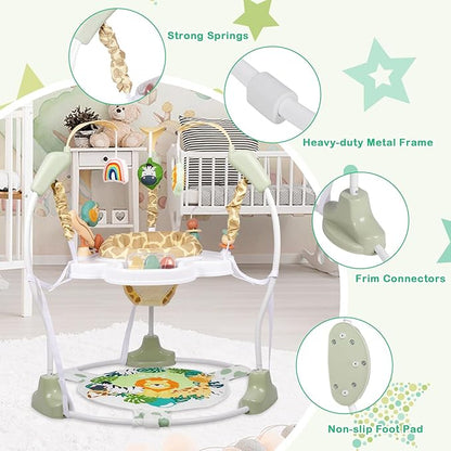 Baby Activity Center, Infant Jumpers and Bouncers with Music, Lights, Infant Toys, 360°Rotating Seat, 3 Adjustable Heights, Baby Play and Learning Center for 6+ Months