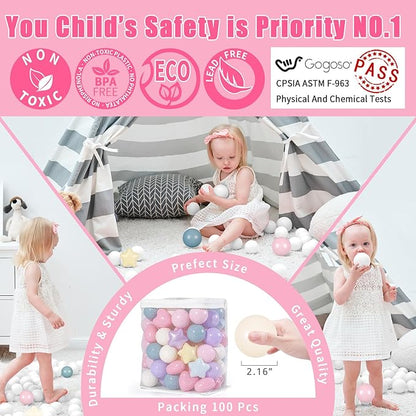 GOGOSO Shape Ball Pits Balls, Star Heart Plastic Play Balls for Toddlers Kids Children, DIY Giant Friendship Bracelet Banner