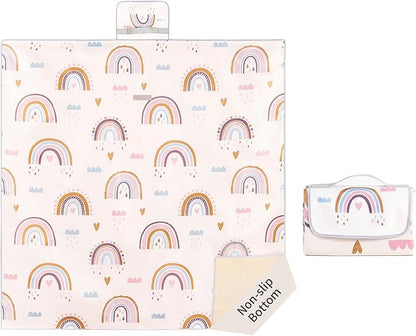 Insular Baby Splat Mat for Under High Chair/Arts/Crafts, Anti Slip and Waterproof Splash Mat for Floor, Portable Picnic Mat, 51x51 Inch, Rainbow