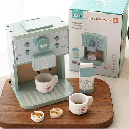 Wooden Coffee Maker Toys Play Set for Kids, Coffee Machine Toy, Montessori Pretend Play Food Kitchen Accessories for Toddler Girls and Boys (Coffee Maker)