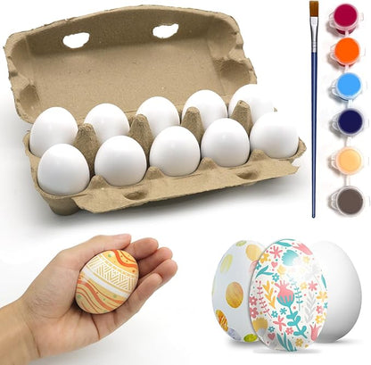 10pcs Wooden Fake Eggs, White Wooden Easter Eggs, DIY Kitchen Pretend Game Food Set, Children's Kitchen Game Toys, Home Decoration Products, Fake Eggs for Home Farm Decoration