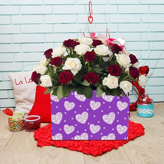 NTAOHAMPER Rectangular Storage Basket Empty,Storage Bin with Handles,Room Decor,Gift Basket,Book Box(Purple Love)