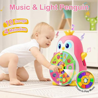 ToddlerCley Musical Penguin Toys for 1 Year Old Girl Gifts, Learning Educational Baby Toys for 1-3 Year with 5 Themes, Sound & Light, First Word Teaching 12-18 Months, 1st Birthday Girl Boy Gifts