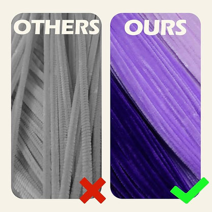 300pcs Purple Pipe Cleaners Bulk - Fluffy Craft Pipe Cleaners for Arts & Crafts, Ideal for Making Flowers, Animals & Decorations (12 x 0.24 inches)