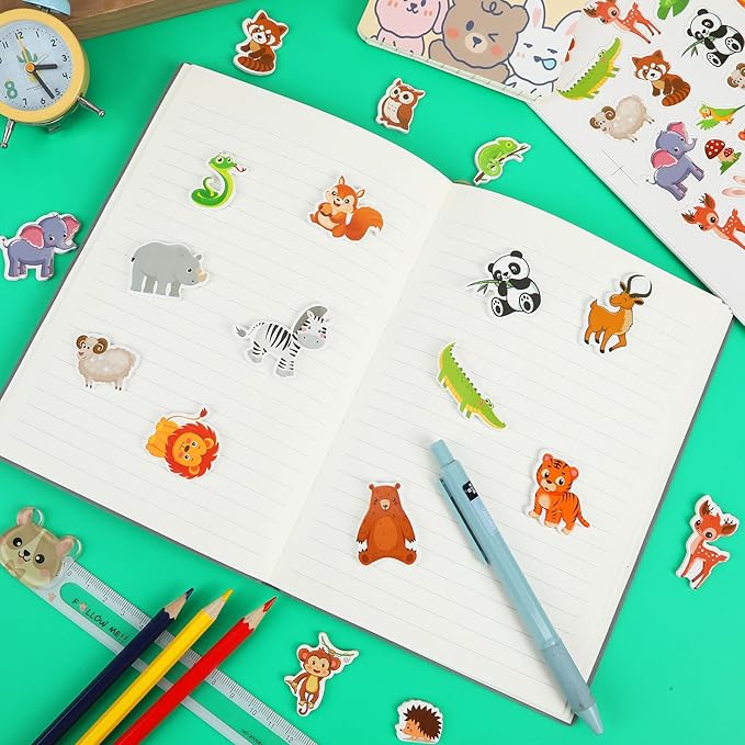 JULBEAR 300 Pieces Animals Foam Stickers Bulk Self-Adhesive Cartoon Forest Animals Reward Stickers for Arts Crafts Animals Forest Theme Party Favors Decoration Home Classroom Teaching DIY Supplies