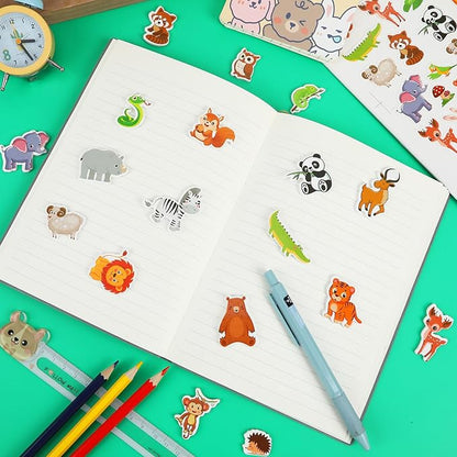JULBEAR 300 Pieces Animals Foam Stickers Bulk Self-Adhesive Cartoon Forest Animals Reward Stickers for Arts Crafts Animals Forest Theme Party Favors Decoration Home Classroom Teaching DIY Supplies