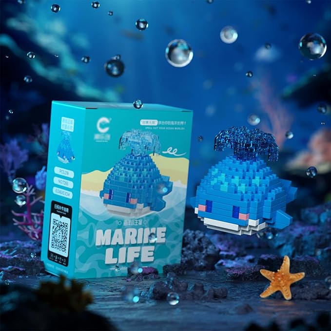 Marine Animals Building Blocks Sets Mini Building Blocks Ocean Animal Sea Creatures Building Blocks Set Mini Building Blocks Toys STEM Gifts for Kids Adult(Blue Whale)
