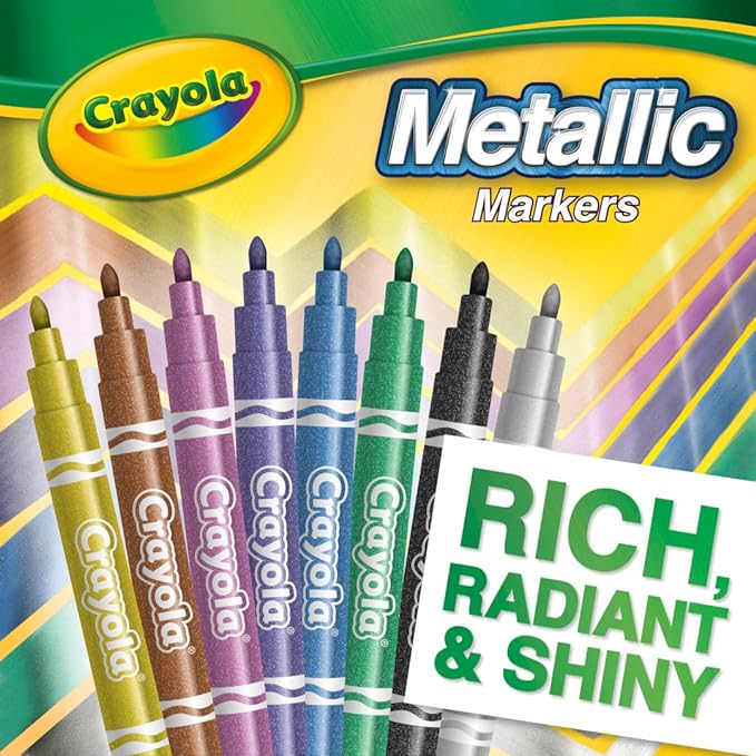 Crayola Metallic Markers, Art Supplies, 8 Count, Colors May Vary