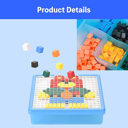 KIEZ 490 Pieces Mosaic Puzzle, Pixel Art Challenge with 24 Designs (Animals, Vehicles, Fruits, Architectures), DIY Art STEM Toys for Kids 3+ Years Old