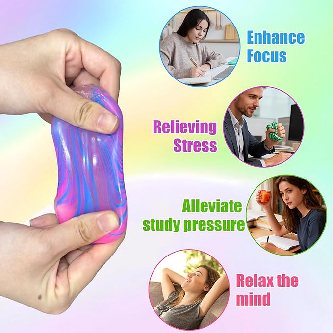 4 Pack Fidget Toys Squishy Stress Toys.Fidget Squeeze for Adults, Squishy Balls for AnxietyStress Relief & Easter Basket Stuffers Classroom Prizes