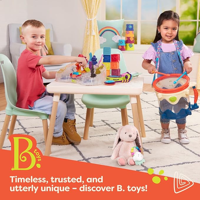 B. toys – Baby Blocks & Stacking – 10 Numbered Blocks & 5 Colorful Rings – Building Play Set for Infants – Educational Toys – One Two Squeeze & Stacking Stones – 6+ Months