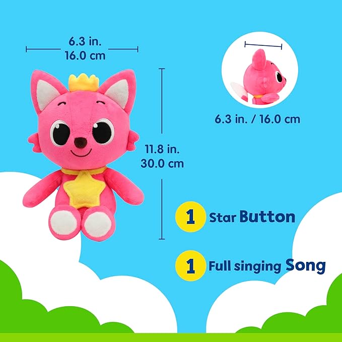 Pinkfong Singing Plush Toy - Interactive Musical Stuffed Animal, Sound Feature - Toddler, Infant