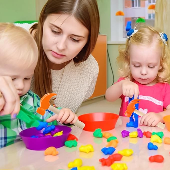 Fowecelt Wooden Hammer Toys Simulation Hammers Maintenance Tools Educational Toys for Kids Birthday Party Games Supplies