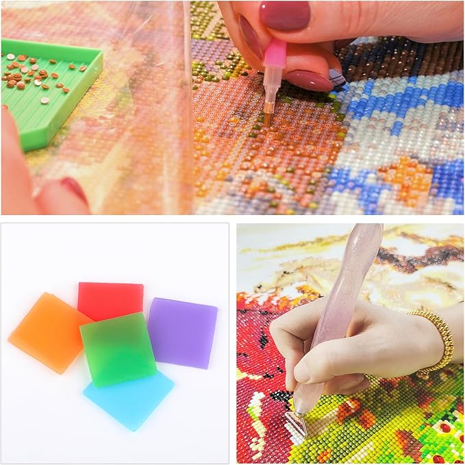 105 PCS Diamond Painting Glue Clay, Colorful Diamond Painting Wax, Diamond Art Wax Glue Clay Set for DIY Diamond Art Accessories and Tools for Embroidery Accessories, 5 Colors
