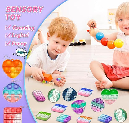 150pcs 2in Random Pop Bubble Fidget Sensory Toys, Pop Toy Bulk for Party Favor, Classroom Student Prizes Easter Basket Goodie Bag Stuffers Christmas Valentine Gift for Kid
